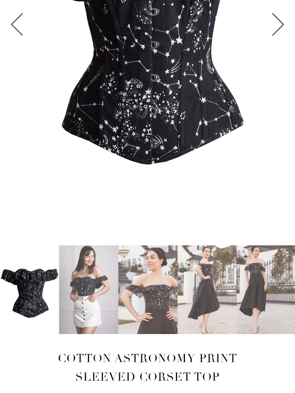 Corset Story Cotton Astronomy Print Sleeved Corset Top UK18- Some deodorant mark